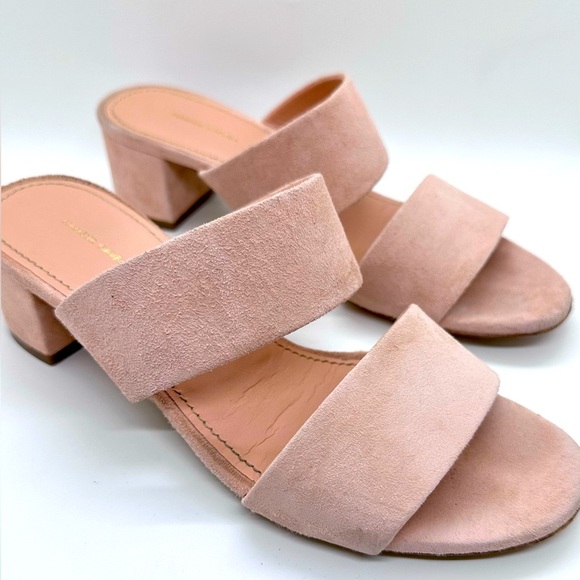 Mansur Gavriel Shoes - Mansur Gavriel Apricot Suede Double Strap Block Heel Slides